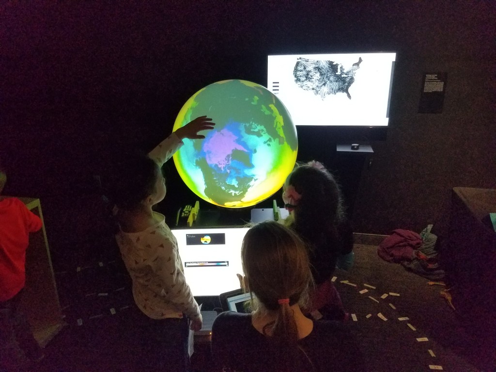 Astrid Pacini uses the iGlobe to illustrate ocean and atmospheric dynamics. (Photo: Lauren Hinkel)