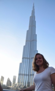 Joleen in front of the Burj Khalifa in Dubai. (Photo: Robert Todd, WHOI)