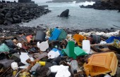 Plastic debris washes up on a beach in Azores, Portugal. Courtesy M. Eriksen